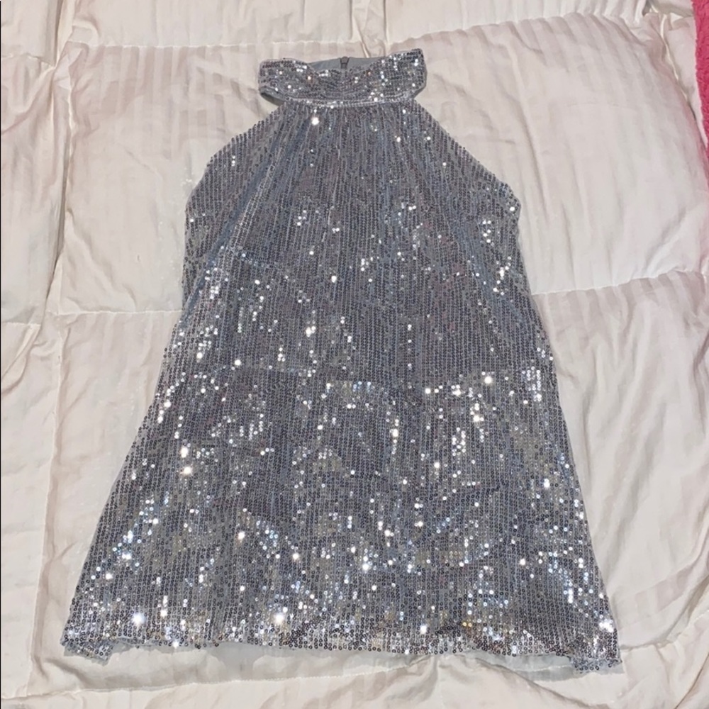 Silver Sequence High Neck Flowed Shirt